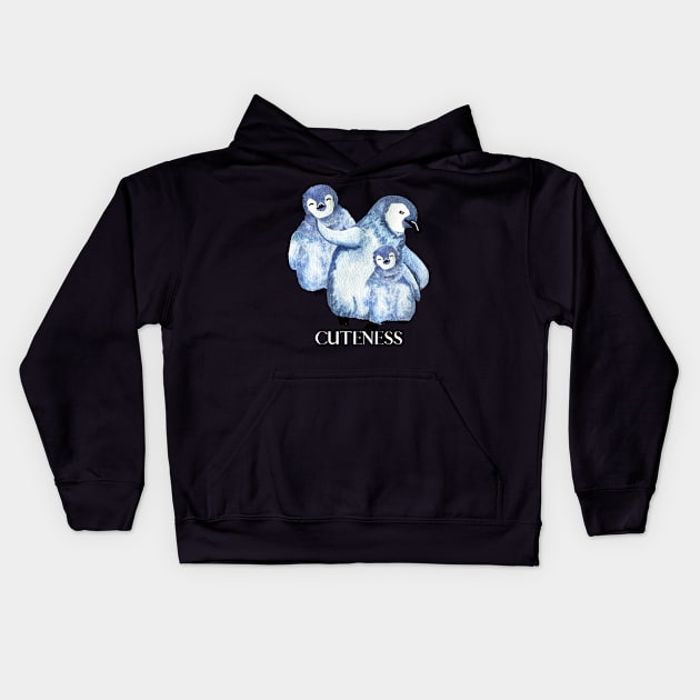 Cute fluffy Penguins Design Kids Hoodie by Abstractdiva